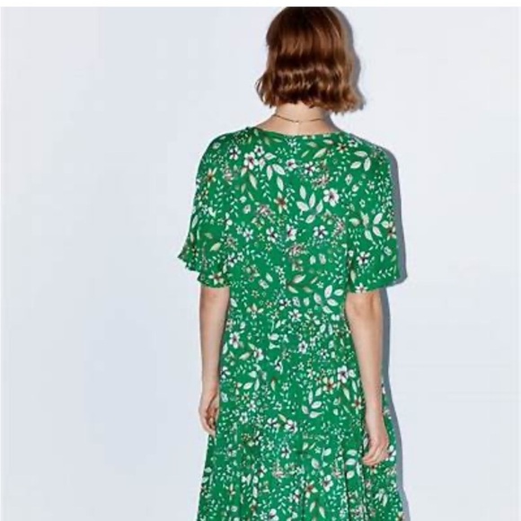 Zara Green Floral Midi Dress - Picture 2 of 8